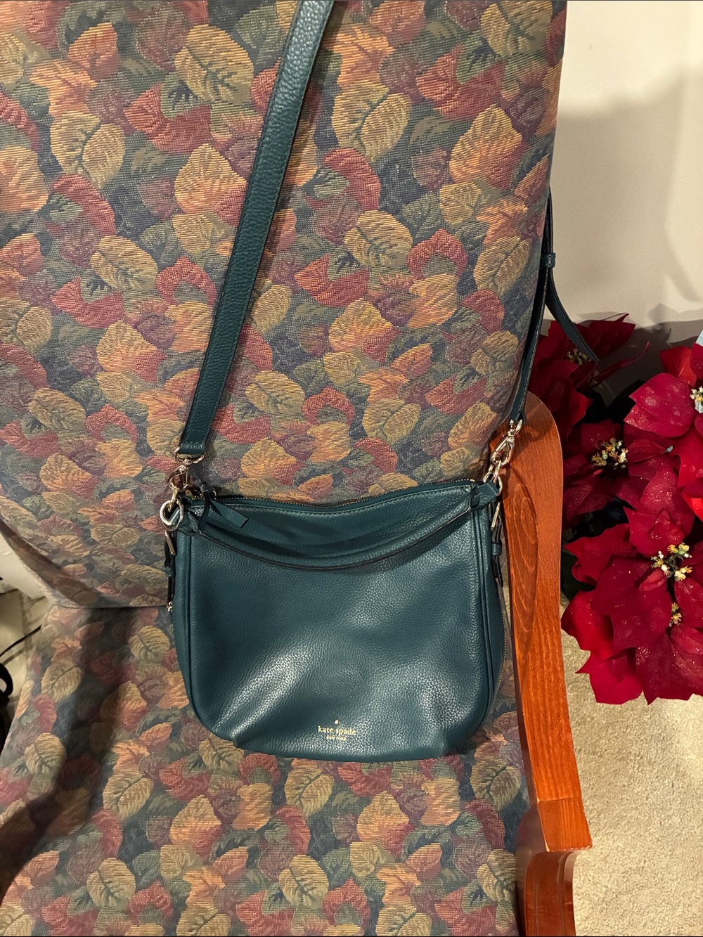 kate spade Teal Leather Crossbody Bag with Adjustable Strap
